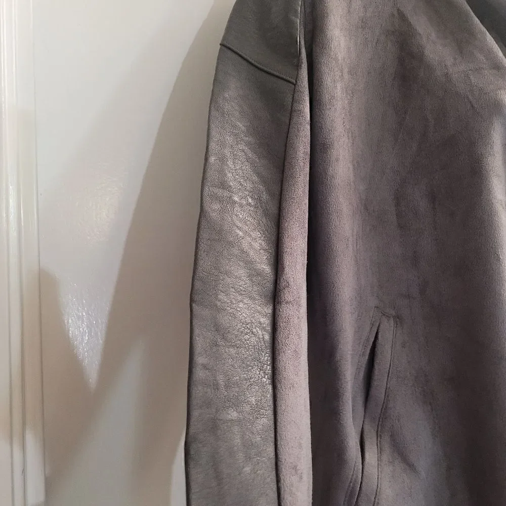 Blank NYC  Womens Faux Leather Cowl Neck Asymmetrical Zip lightweight jacket